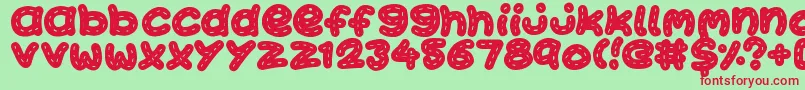 KawaiiStitch Font – Red Fonts on Green Background