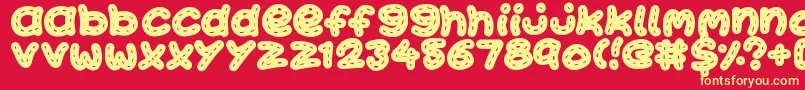 KawaiiStitch Font – Yellow Fonts on Red Background