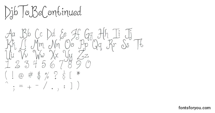 A fonte DjbToBeContinued – alfabeto, números, caracteres especiais