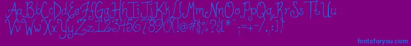 フォントDjbToBeContinued – 紫色の背景に青い文字