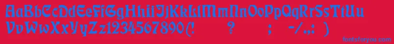 フォントBadmann – 赤い背景に青い文字