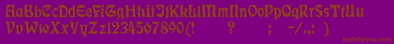 Badmann-Schriftart – Braune Schriften auf violettem Hintergrund