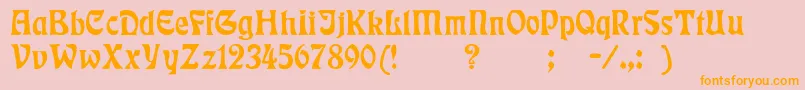 Badmann-Schriftart – Orangefarbene Schriften auf rosa Hintergrund