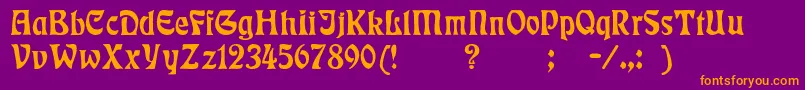 Badmann-Schriftart – Orangefarbene Schriften auf violettem Hintergrund
