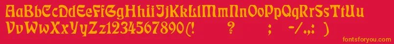 Badmann-Schriftart – Orangefarbene Schriften auf rotem Hintergrund