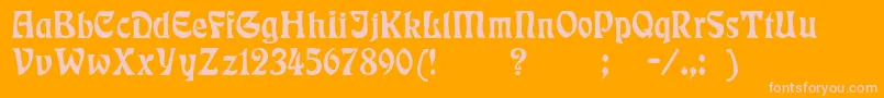 Badmann-Schriftart – Rosa Schriften auf orangefarbenem Hintergrund