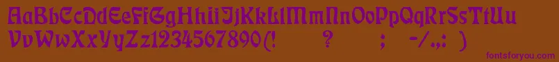 Badmann-Schriftart – Violette Schriften auf braunem Hintergrund