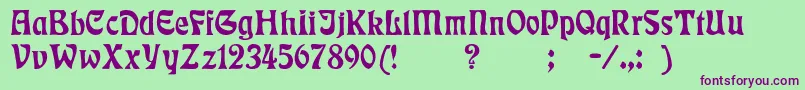 フォントBadmann – 緑の背景に紫のフォント