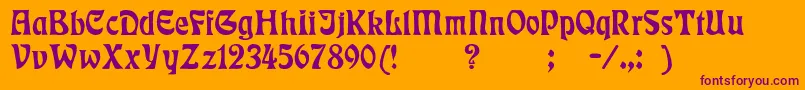 Badmann-Schriftart – Violette Schriften auf orangefarbenem Hintergrund