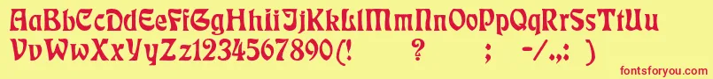 Badmann-Schriftart – Rote Schriften auf gelbem Hintergrund