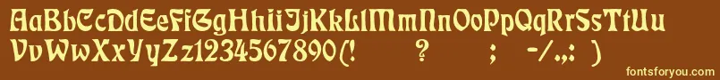Badmann-fontti – keltaiset fontit ruskealla taustalla