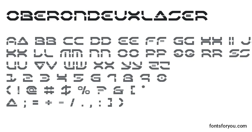 A fonte Oberondeuxlaser – alfabeto, números, caracteres especiais