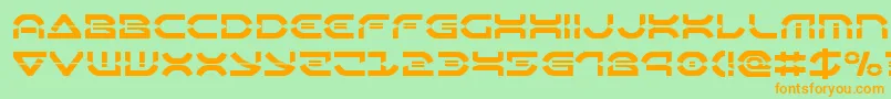 Oberondeuxlaser-Schriftart – Orangefarbene Schriften auf grünem Hintergrund