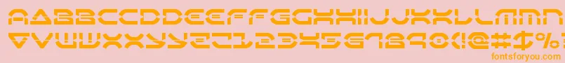フォントOberondeuxlaser – オレンジの文字がピンクの背景にあります。