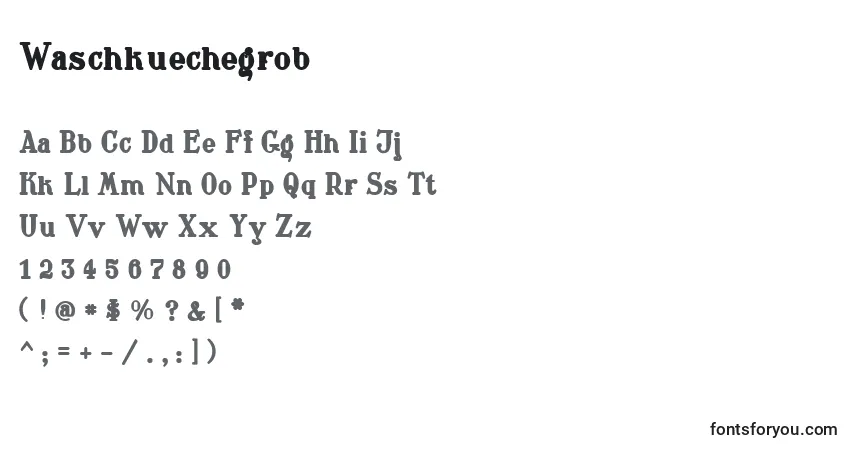 Шрифт Waschkuechegrob – алфавит, цифры, специальные символы