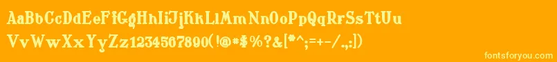Waschkuechegrob-Schriftart – Gelbe Schriften auf orangefarbenem Hintergrund