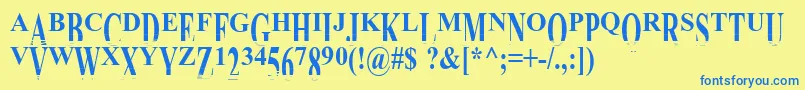 Dresden-Schriftart – Blaue Schriften auf gelbem Hintergrund