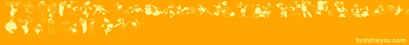 Xmasone-Schriftart – Gelbe Schriften auf orangefarbenem Hintergrund