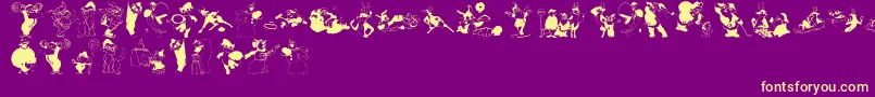 Xmasone-Schriftart – Gelbe Schriften auf violettem Hintergrund