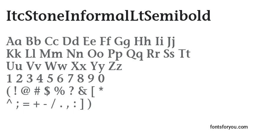 A fonte ItcStoneInformalLtSemibold – alfabeto, números, caracteres especiais