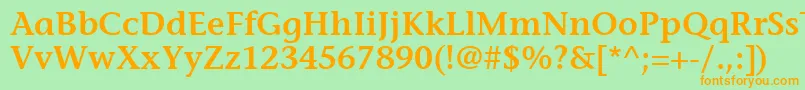 ItcStoneInformalLtSemibold-Schriftart – Orangefarbene Schriften auf grünem Hintergrund