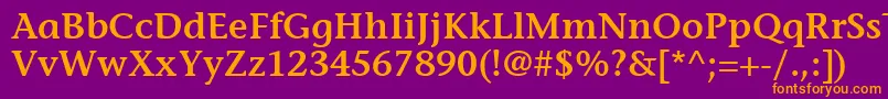 フォントItcStoneInformalLtSemibold – 紫色の背景にオレンジのフォント