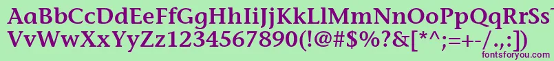 ItcStoneInformalLtSemibold-Schriftart – Violette Schriften auf grünem Hintergrund