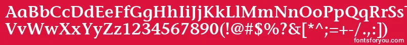 Fonte ItcStoneInformalLtSemibold – fontes brancas em um fundo vermelho