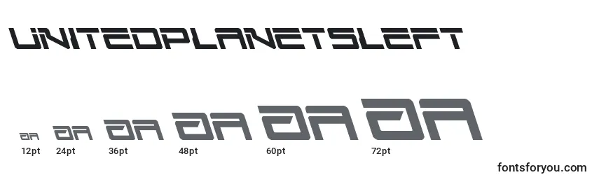 Размеры шрифта Unitedplanetsleft