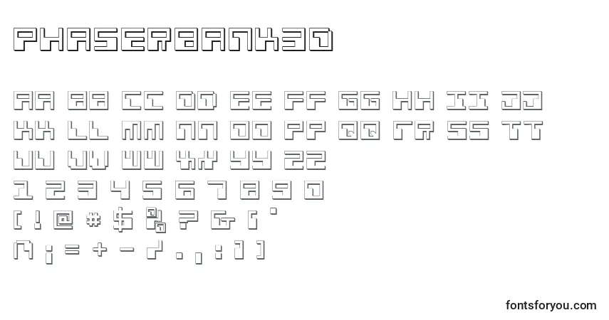 A fonte Phaserbank3D – alfabeto, números, caracteres especiais
