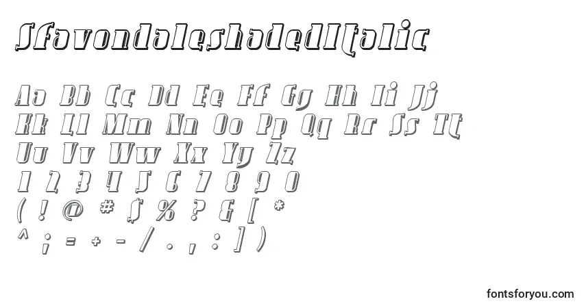 SfavondaleshadedItalic Font – alphabet, numbers, special characters
