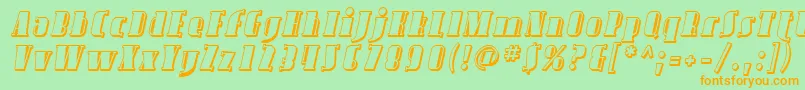 SfavondaleshadedItalic-Schriftart – Orangefarbene Schriften auf grünem Hintergrund