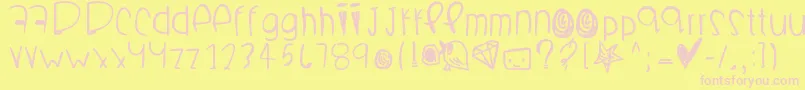 Boomchakalaka-fontti – vaaleanpunaiset fontit keltaisella taustalla