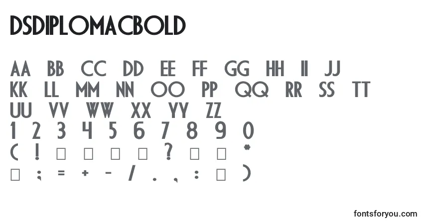 Шрифт DsdiplomacBold – алфавит, цифры, специальные символы