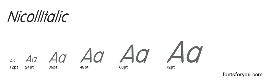 NicollItalic Font Sizes