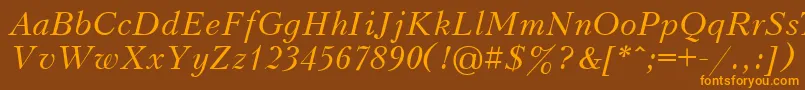 UkrainiankudriashovItalic Font – Orange Fonts on Brown Background