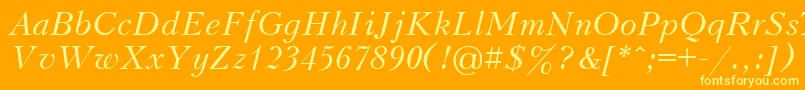 UkrainiankudriashovItalic-Schriftart – Gelbe Schriften auf orangefarbenem Hintergrund