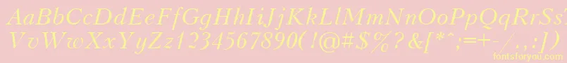 UkrainiankudriashovItalic-Schriftart – Gelbe Schriften auf rosa Hintergrund