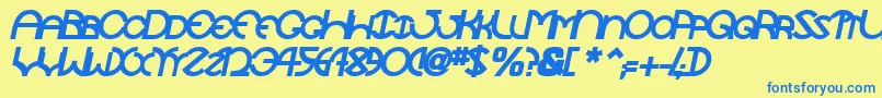 TocopillascapssskBolditalic Font – Blue Fonts on Yellow Background