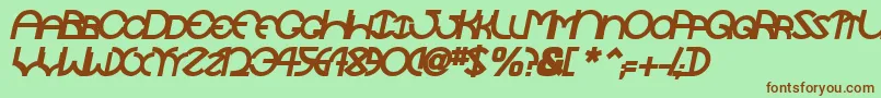 TocopillascapssskBolditalic Font – Brown Fonts on Green Background