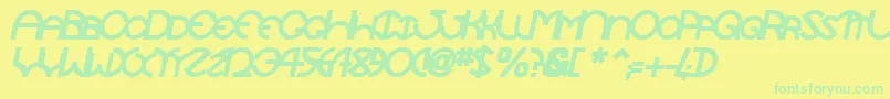 TocopillascapssskBolditalic Font – Green Fonts on Yellow Background