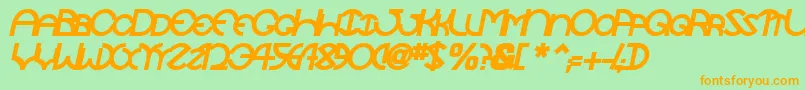 TocopillascapssskBolditalic Font – Orange Fonts on Green Background
