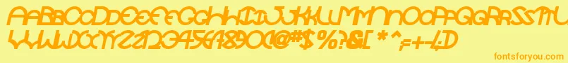 TocopillascapssskBolditalic Font – Orange Fonts on Yellow Background