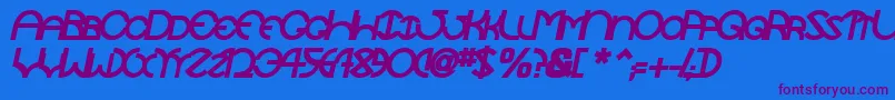 TocopillascapssskBolditalic Font – Purple Fonts on Blue Background