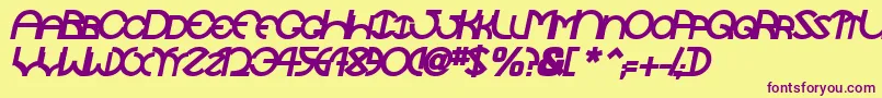 TocopillascapssskBolditalic-Schriftart – Violette Schriften auf gelbem Hintergrund