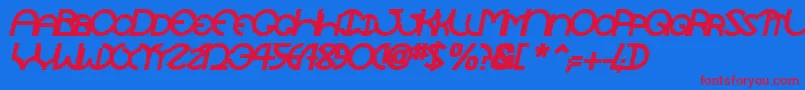 TocopillascapssskBolditalic Font – Red Fonts on Blue Background