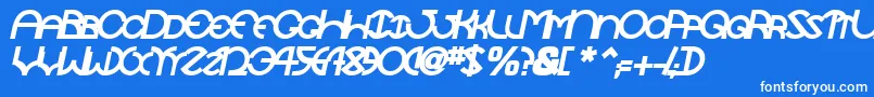 TocopillascapssskBolditalic Font – White Fonts on Blue Background