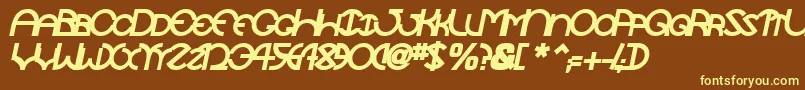 TocopillascapssskBolditalic-Schriftart – Gelbe Schriften auf braunem Hintergrund
