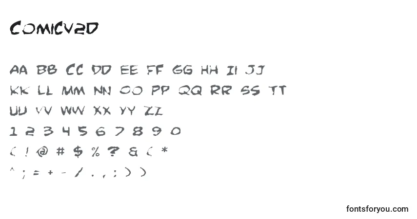 A fonte Comicv2d – alfabeto, números, caracteres especiais