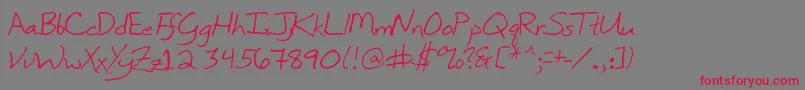 フォントInkpenScribble – 赤い文字の灰色の背景